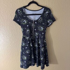 Universal Studios Monsters Bride Of Frankenstein Front Zip Black Dress Size M